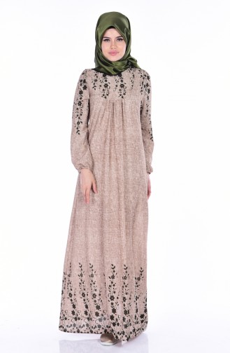 Beige Hijab Dress 1621-03