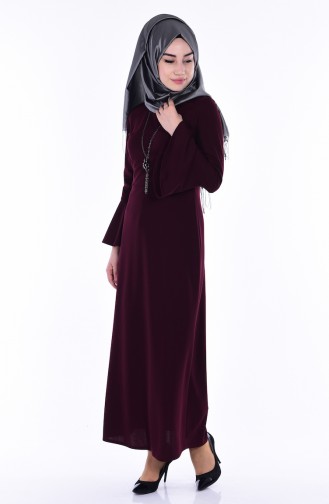 Claret Red Hijab Dress 2813-07