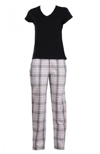 Desenli Pijama Takımı PSW11-03 Siyah Beyaz