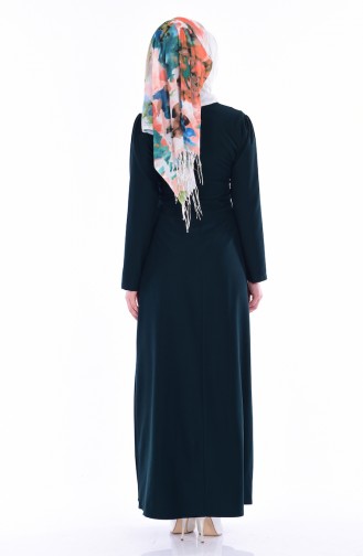 Sefamerve Nakışlı Elbise 4087-09 Zümrüt Yeşil