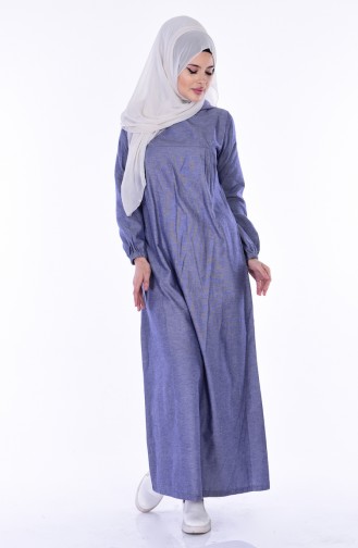 Dark Blue Hijab Dress 1454-12