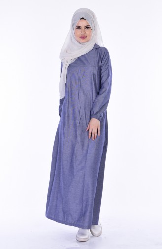 Dark Blue Hijab Dress 1454-12