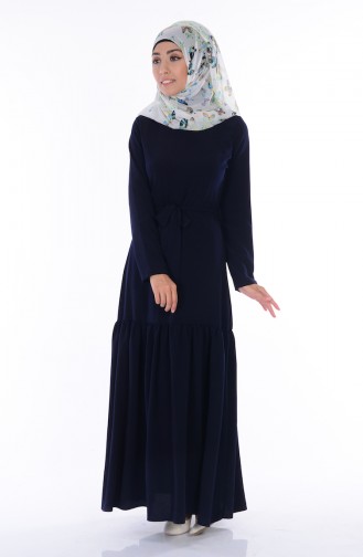 Navy Blue Hijab Dress 2053-06