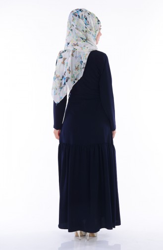 Navy Blue Hijab Dress 2053-06
