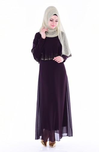 Robe de Soirée İmprimé de Pierre 99016-06 Pourpre 99016-06