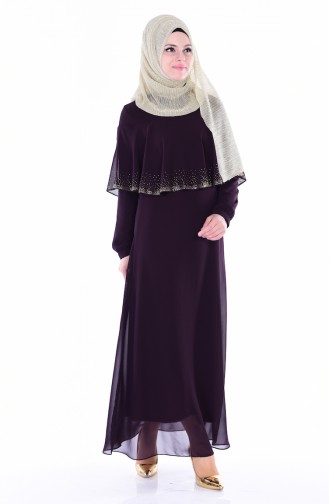 Taş Baskılı Abiye Elbise 99016-06 Mor