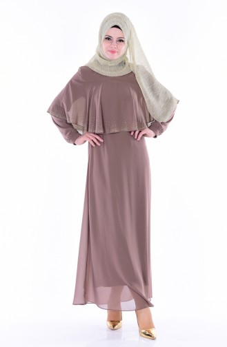 Mink Hijab Evening Dress 99016-05