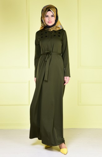 Khaki Hijab Dress 4086-02