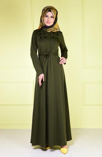 Khaki Hijab Dress 4086-02