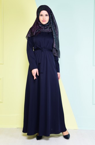 Navy Blue Hijab Dress 4086-05