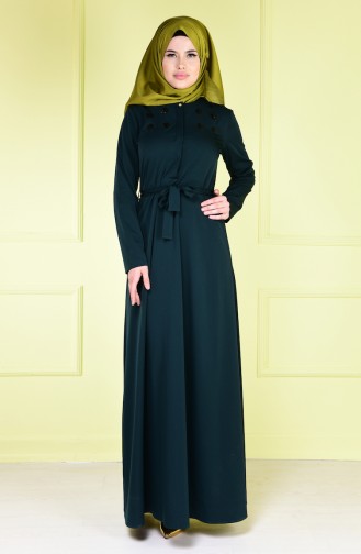 Smaragdgrün Hijab Kleider 4086-09