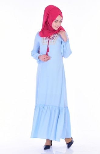 Baby Blue Hijab Dress 3835-04