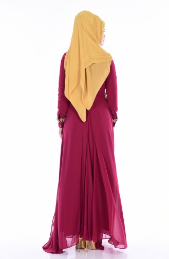 Fuchsia Hijab Evening Dress 81377-03