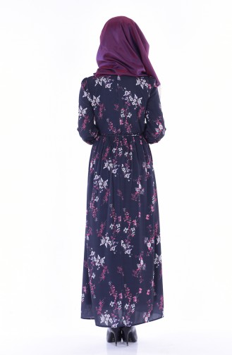 Navy Blue Hijab Dress 1622-08