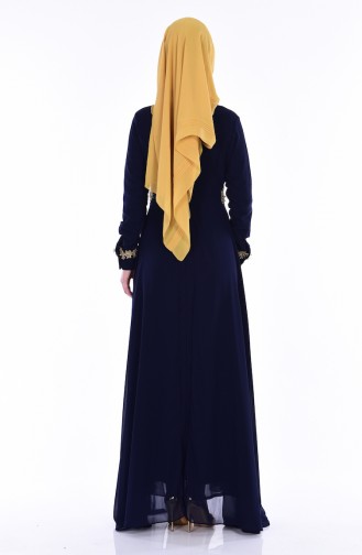 Spitzen Abendkleid aus Chiffon 81377-02 Dunkelblau 81377-02