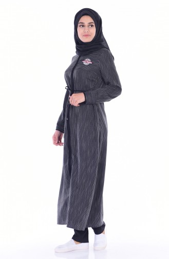 SUKRAN Striped Zippered Cape 35778-01 Black 35778-01