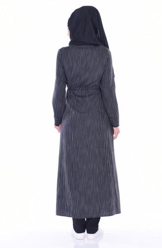 SUKRAN Striped Zippered Cape 35778-01 Black 35778-01