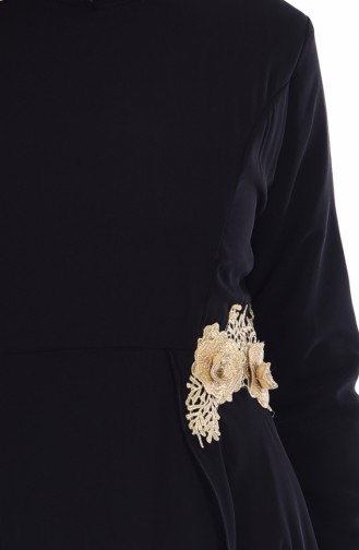 Black Hijab Evening Dress 81377-01