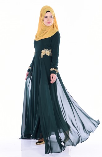 Green Hijab Evening Dress 81377-05