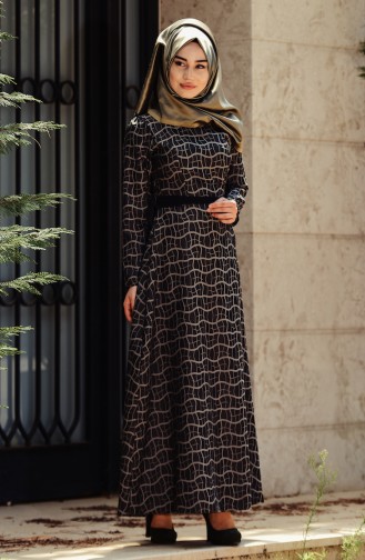 Khaki Hijab Kleider 3942-02
