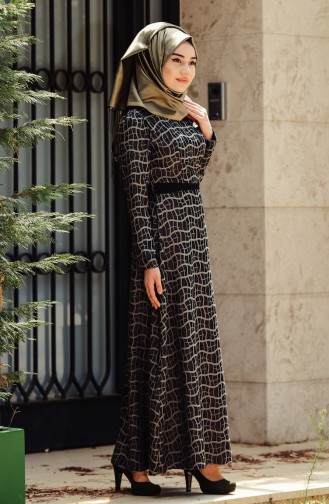 Khaki Hijab Dress 3942-02