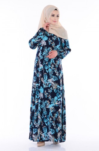 Navy Blue Hijab Dress 1987D-01