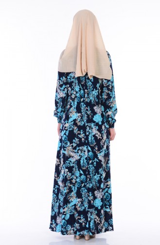 Navy Blue Hijab Dress 1987D-01
