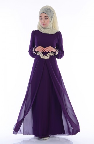 Purple Hijab Evening Dress 52419-17