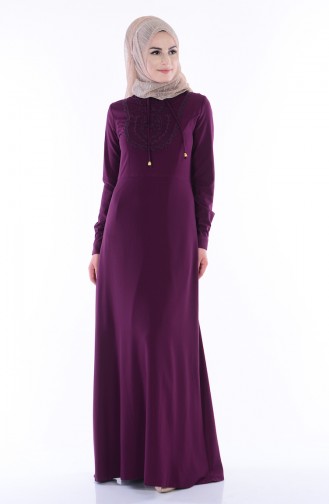 Plum Hijab Dress 81436-04