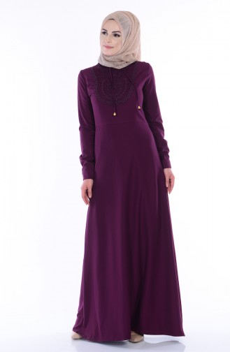 Plum Hijab Dress 81436-04