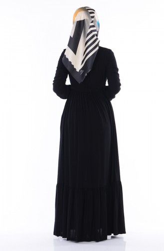 Düğmeli Elbise 1247-06 Siyah