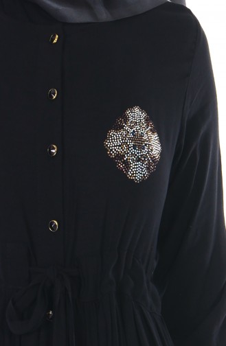 Düğmeli Elbise 1247-06 Siyah