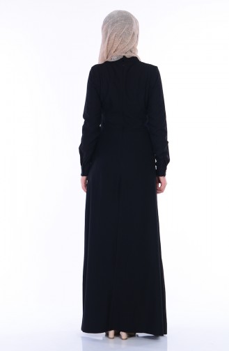 Yaka Dantelli Elbise 81436-02 Siyah