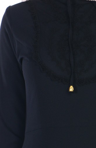 Schwarz Hijab Kleider 81436-02