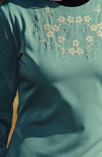Sefamerve Nakışlı Elbise 4087-01 Çağla Yeşil