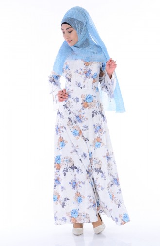 Ecru Hijab Dress 4045A-11