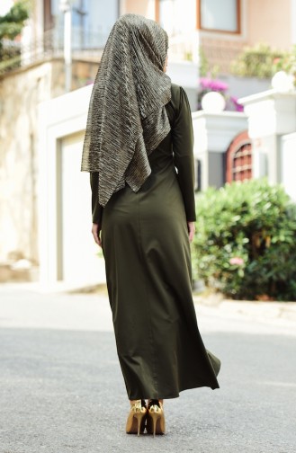 Khaki Hijab Dress 4087-02
