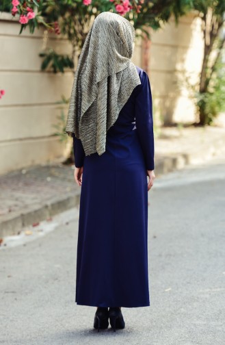 Dunkelblau Hijab Kleider 4087-05