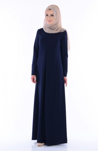 Navy Blue Hijab Dress 2821-08
