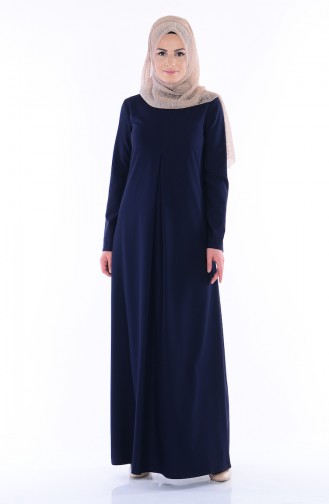 Navy Blue Hijab Dress 2821-08