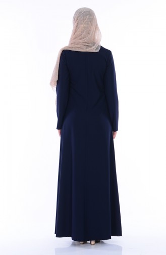 Navy Blue Hijab Dress 2821-08