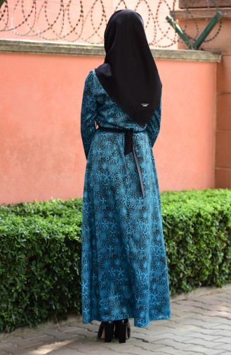 Petrol Hijab Dress 3947-06
