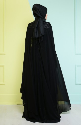 Black Hijab Evening Dress 7627-04
