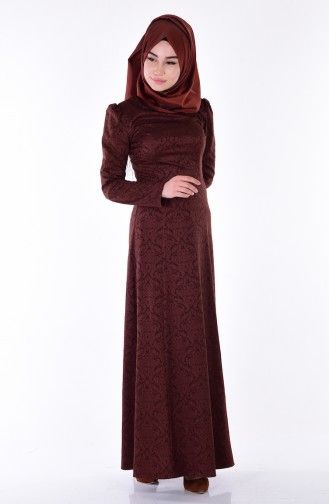 Light Brown Hijab Dress 7129-06