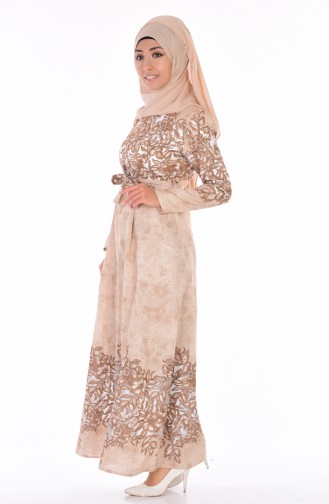 Beige Hijab Dress 2038-02