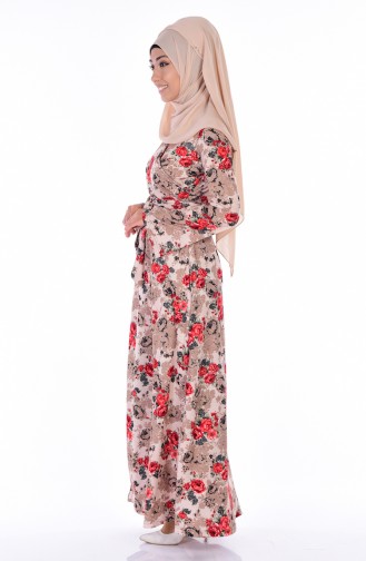 Claret Red Hijab Dress 3070-03