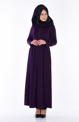 Geraftes Abaya mit Reißverschluss 1901-07 Lila 1901-07