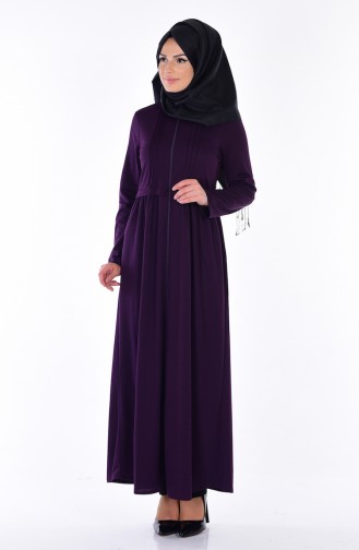 Geraftes Abaya mit Reißverschluss 1901-07 Lila 1901-07