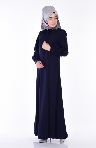 Navy Blue Hijab Dress 81427-04