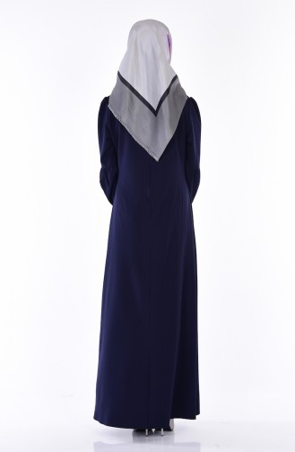Navy Blue Hijab Dress 81427-04